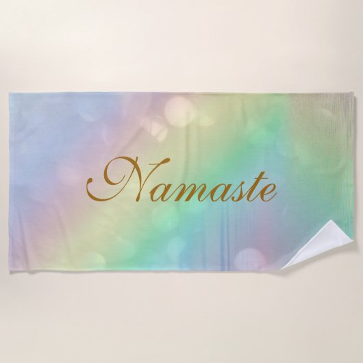 Pastel Rainbow Namaste Design Strandtuch (Vorderseite)