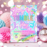 Pastel Rainbow Neon Gymnastics Geburtstagsparty Einladung<br><div class="desc">Pastel Rainbow Neon Gymnastik Geburtstagsparty Einladung</div>