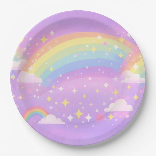 Pastel Rainbow Neurospicy Party Paper Plates Pappteller (Vorderseite)