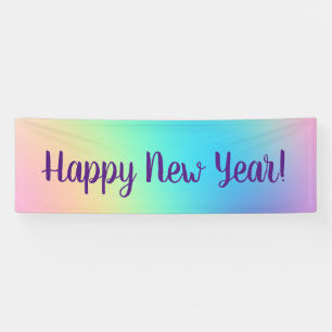 Pastel Rainbow New Year’s Party Banner