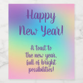 Pastel Rainbow New Year’s Party Weinetikett (Einzelnes Label)