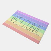 Pastel Rainbow Niedlicher Empfang Fußmatte (Schrägansicht)