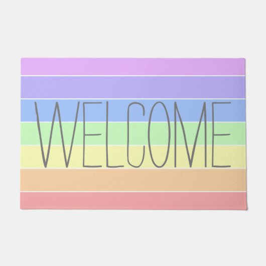 Pastel Rainbow Niedlicher Empfang Fußmatte (Vorderseite)