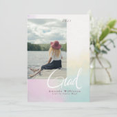 Pastel Rainbow Ombre 2 Abschluss Einladung (Stehend Vorderseite)