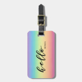 Pastel Rainbow Ombre Chic Hallo Personalisiert Gepäckanhänger (Vorderseite vertikal)
