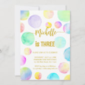 Pastel rainbow ombre dots Geburtstagsparty Einladung (Vorderseite)