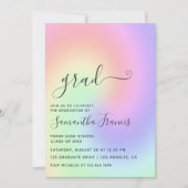 Pastel Rainbow Ombre Graduation Party Foto Invita Einladung (Vorderseite)