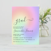 Pastel Rainbow Ombre Graduation Party Foto Invita Einladung (Stehend Vorderseite)