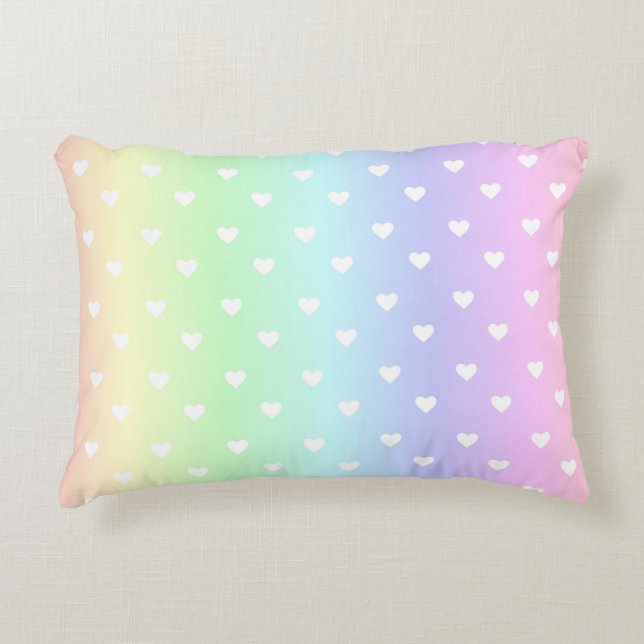 Pastel Rainbow Ombre Herzmuster Dekokissen (Vorderseite)