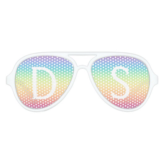 Pastel Rainbow Ombre Monogram Personalisiert Sonnenbrille (Vorderseite)