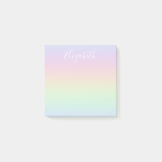 Pastel Rainbow Ombre White Calligraphy Post-it Klebezettel (Vorderseite)