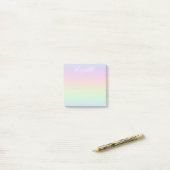 Pastel Rainbow Ombre White Calligraphy Post-it Klebezettel (Auf Schreibtisch)