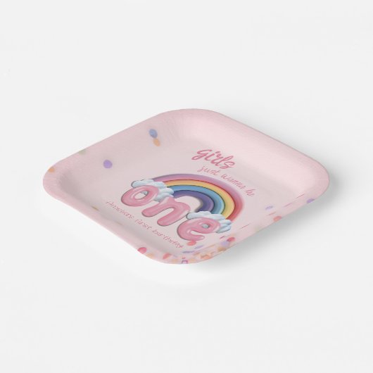 Pastel Rainbow One First Birthday Party Pappteller (Gewinkelt)