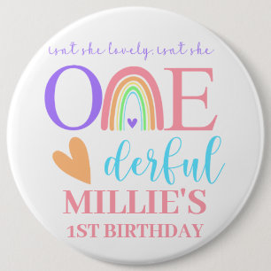 Pastel Rainbow ONEderful 1. Geburtstag Runde Abzei Button