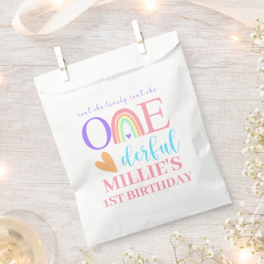 Pastel Rainbow ONEderful 1st Birthday Favor bags Geschenktütchen (Ausgeschnitten)