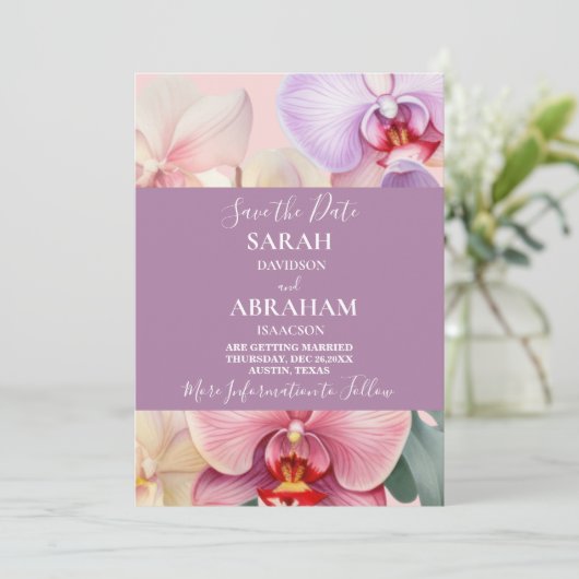 Pastel Rainbow Orchids Save the Date Einladung (Stehend Vorderseite)