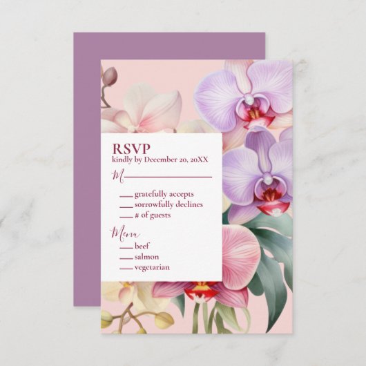 Pastel Rainbow Orchids UAWG Response Card RSVP Karte (Vorne/Hinten)