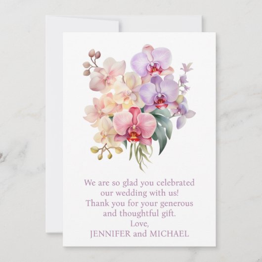 Pastel Rainbow Orchids Wedding Danke Notiz (Vorderseite)