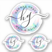Pastel Rainbow Paint Swash Chic Logo Custom Decal Aufkleber (Vorderseite)