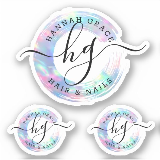 Pastel Rainbow Paint Swash Chic Logo Custom Decal Aufkleber (Vorderseite)