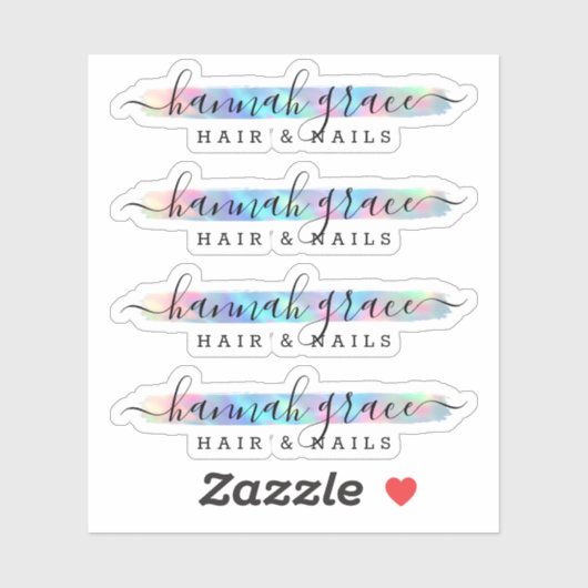 Pastel Rainbow Paint Swash Chic Logo Custom Decal Aufkleber (Blatt)