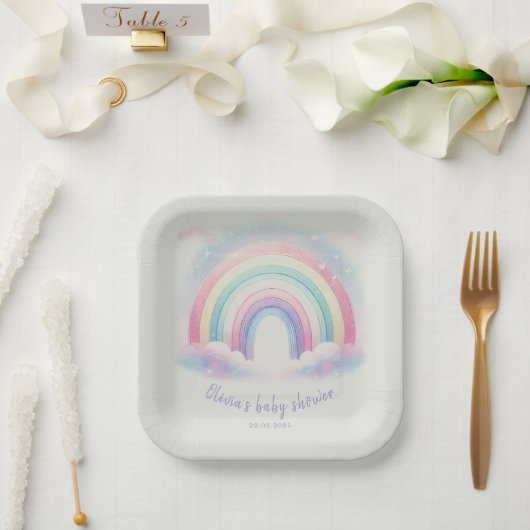 Pastel-Rainbow-Papierplatte | Baby Shower Party Pappteller (Hochzeit)