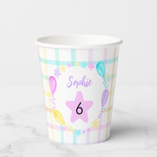 Pastel Rainbow Party für Mädchen Pappbecher (Rückseite)