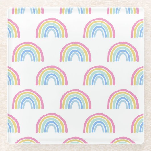 Pastel Rainbow Pattern Glasuntersetzer (Vorderseite)