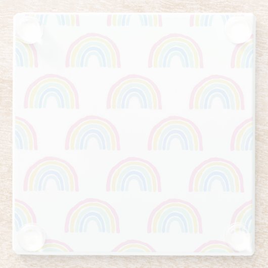 Pastel Rainbow Pattern Glasuntersetzer (Rückseite)