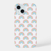 Pastel Rainbow Pattern iPhone 15 Hülle (Rückseite)