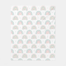 Pastel Rainbow Pattern mit Herz Fleecedecke
