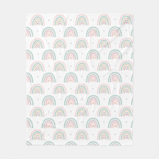 Pastel Rainbow Pattern mit Herz Fleecedecke (Vorderseite)