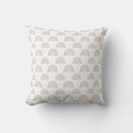 Pastel Rainbow Pattern mit Herz Kissen