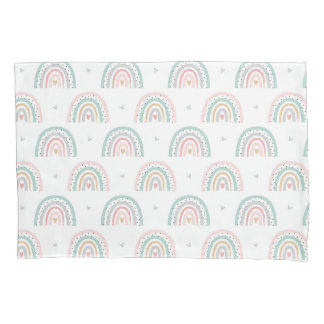 Pastel Rainbow Pattern mit Herz Kissenbezug