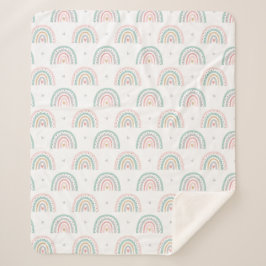Pastel Rainbow Pattern mit Herz Sherpadecke