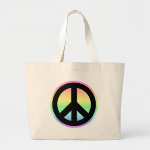 Pastel Rainbow Peace Sign Jumbo Stoffbeutel