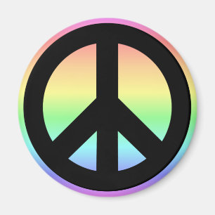 Pastel Rainbow Peace Sign Magnet