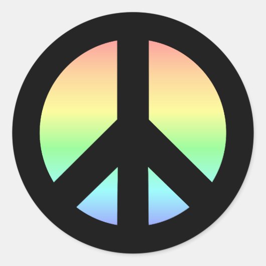 Pastel Rainbow Peace Sign Runder Aufkleber (Vorderseite)
