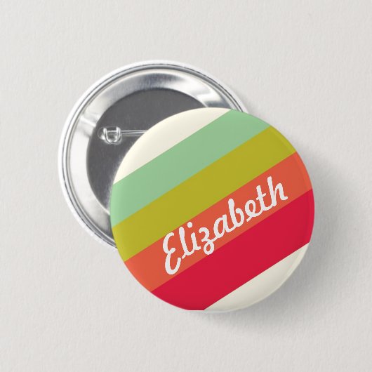 Pastel Rainbow Personalisiert Name Button (Vorne & Hinten)