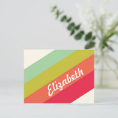 Pastel Rainbow Personalisiert Name Postkarte (Stehend Vorderseite)