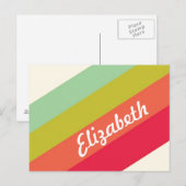 Pastel Rainbow Personalisiert Name Postkarte (Vorne/Hinten)