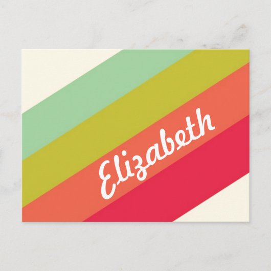 Pastel Rainbow Personalisiert Name Postkarte (Vorderseite)
