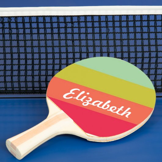 Pastel Rainbow Personalisiert Name Tischtennis Schläger (InSitu)