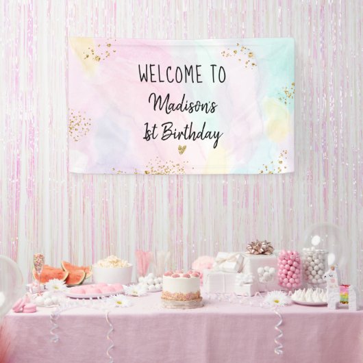 Pastel Rainbow Pink Gold Geburtstag Banner (Party)