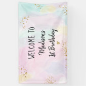 Pastel Rainbow Pink Gold Geburtstag Banner (Vertikal)