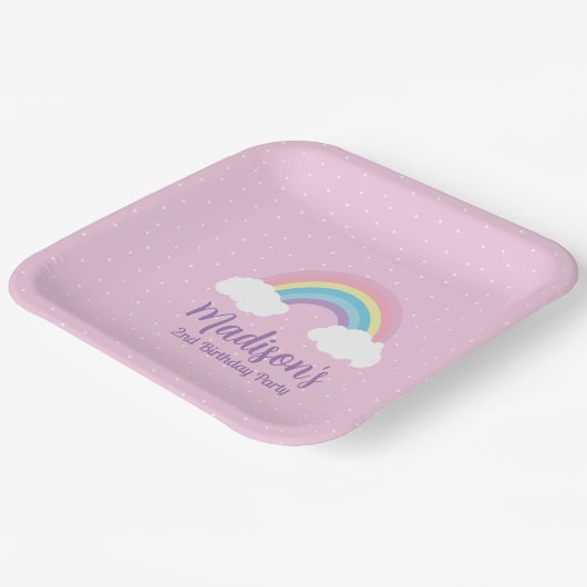 Pastel Rainbow Pink Plate Pappteller (Gewinkelt)
