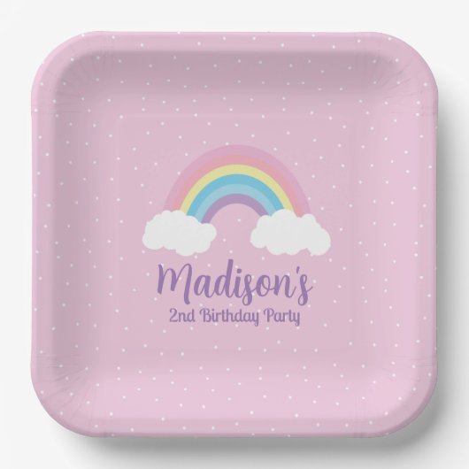 Pastel Rainbow Pink Plate Pappteller (Vorderseite)