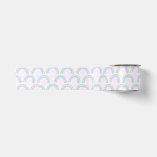 Pastel Rainbow Pink Satinband (Vorderseite)