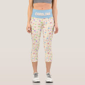 Pastel Rainbow Polka Dot Custom Capri Leggings (Vorderseite)