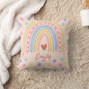 Pastel Rainbow Polka Dot School , Niedlich Back-to Kissen